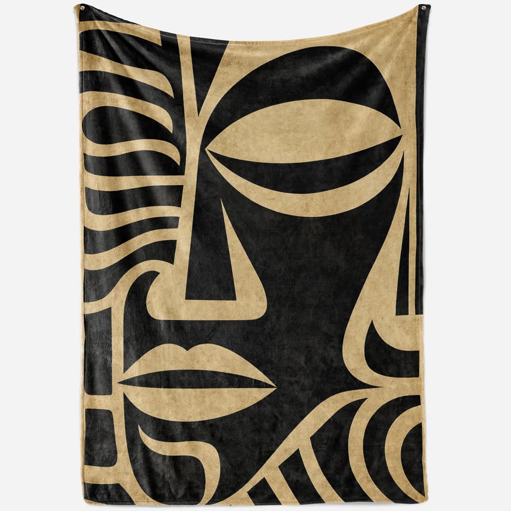 Plaid visage abstrait noir et beige