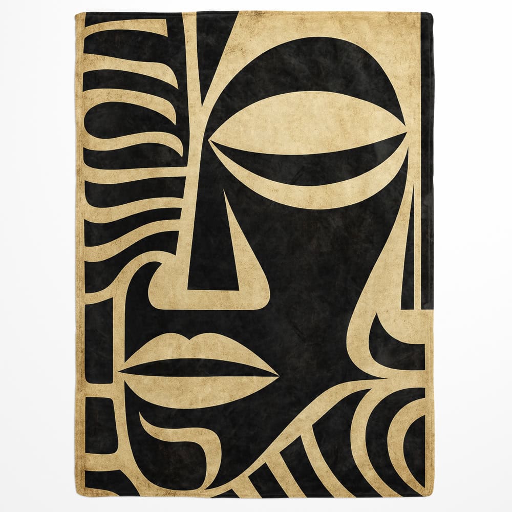 Plaid visage abstrait noir et beige