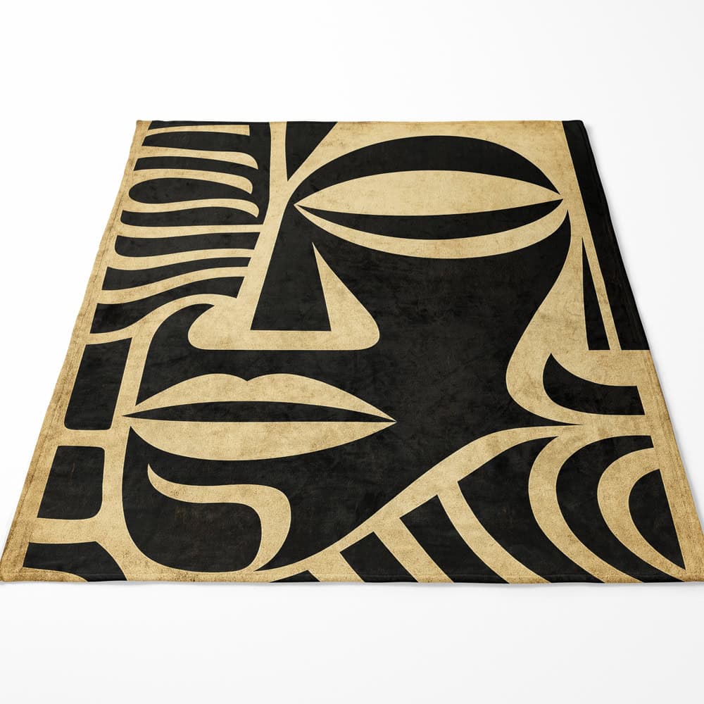 Plaid visage abstrait noir et beige