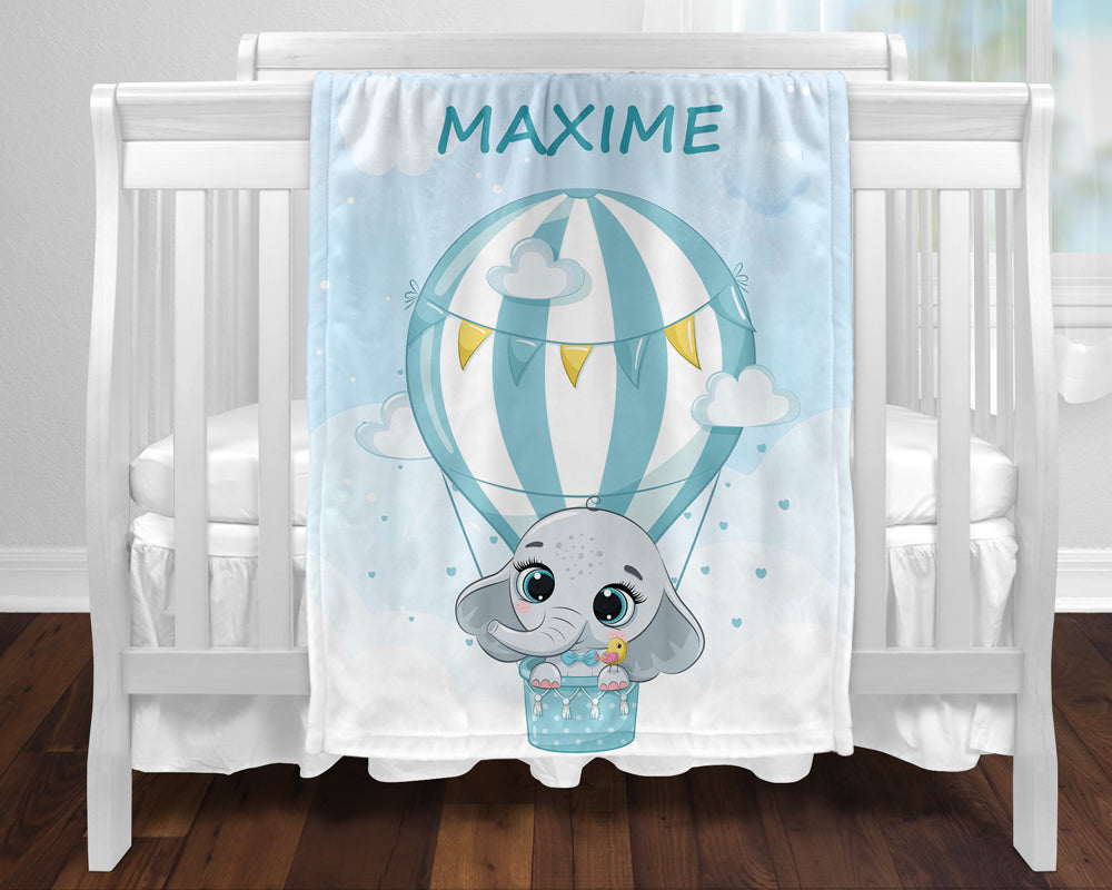 Plaid éléphant montgolfière