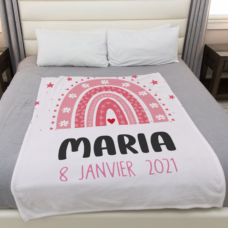 Plaid prénom fille arc en ciel