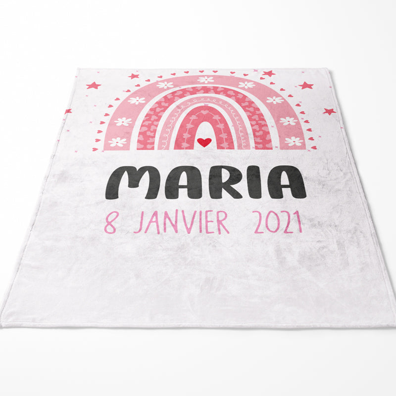 Plaid prénom fille arc en ciel