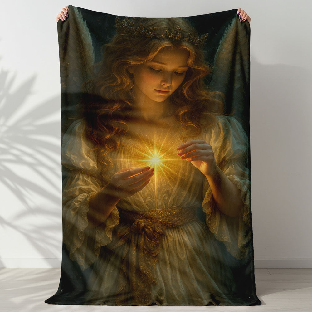 Plaid ange main lumière céleste