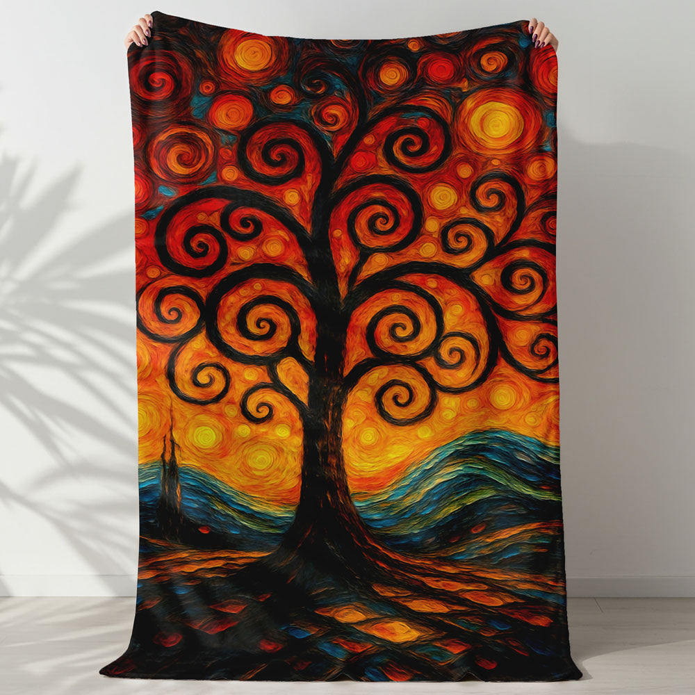 Plaid arbre de vie tourbillons Van Gogh