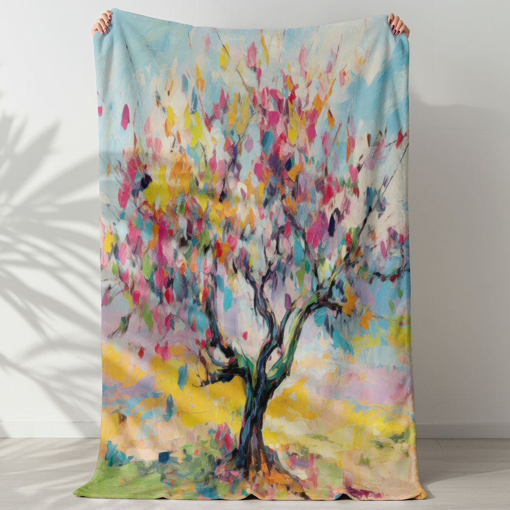 Plaid arbre de vie coloré peinture