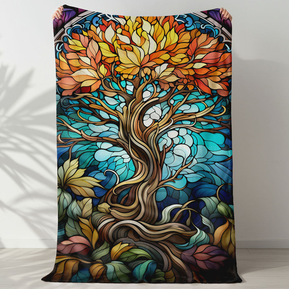 Plaid arbre de vie multicolore