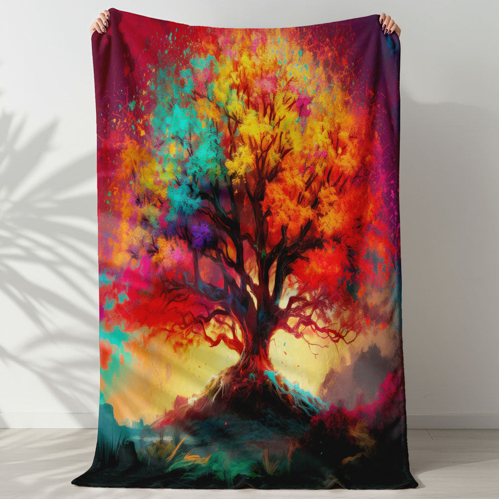 Plaid arbre de vie multicolore éclatant
