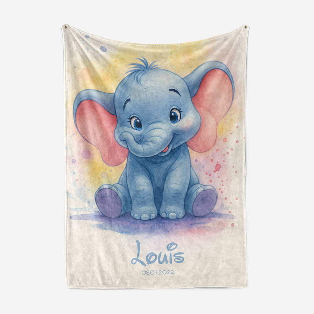 Plaid enfant éléphant bleu