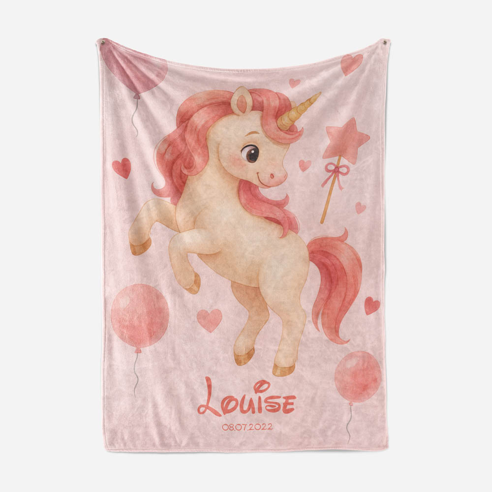 Plaid licorne rose