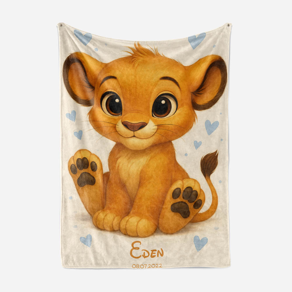 Plaid bébé lion cœur