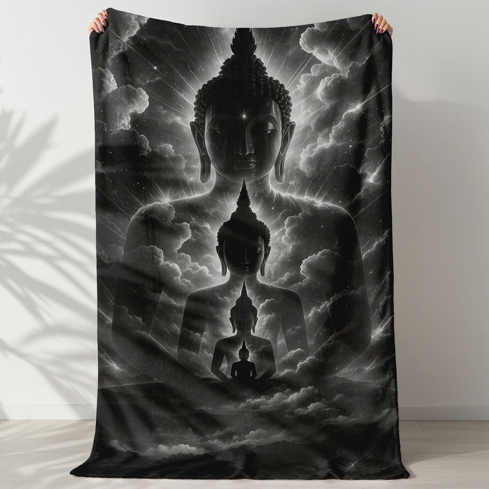 Plaid nuage Bouddha noir et blanc
