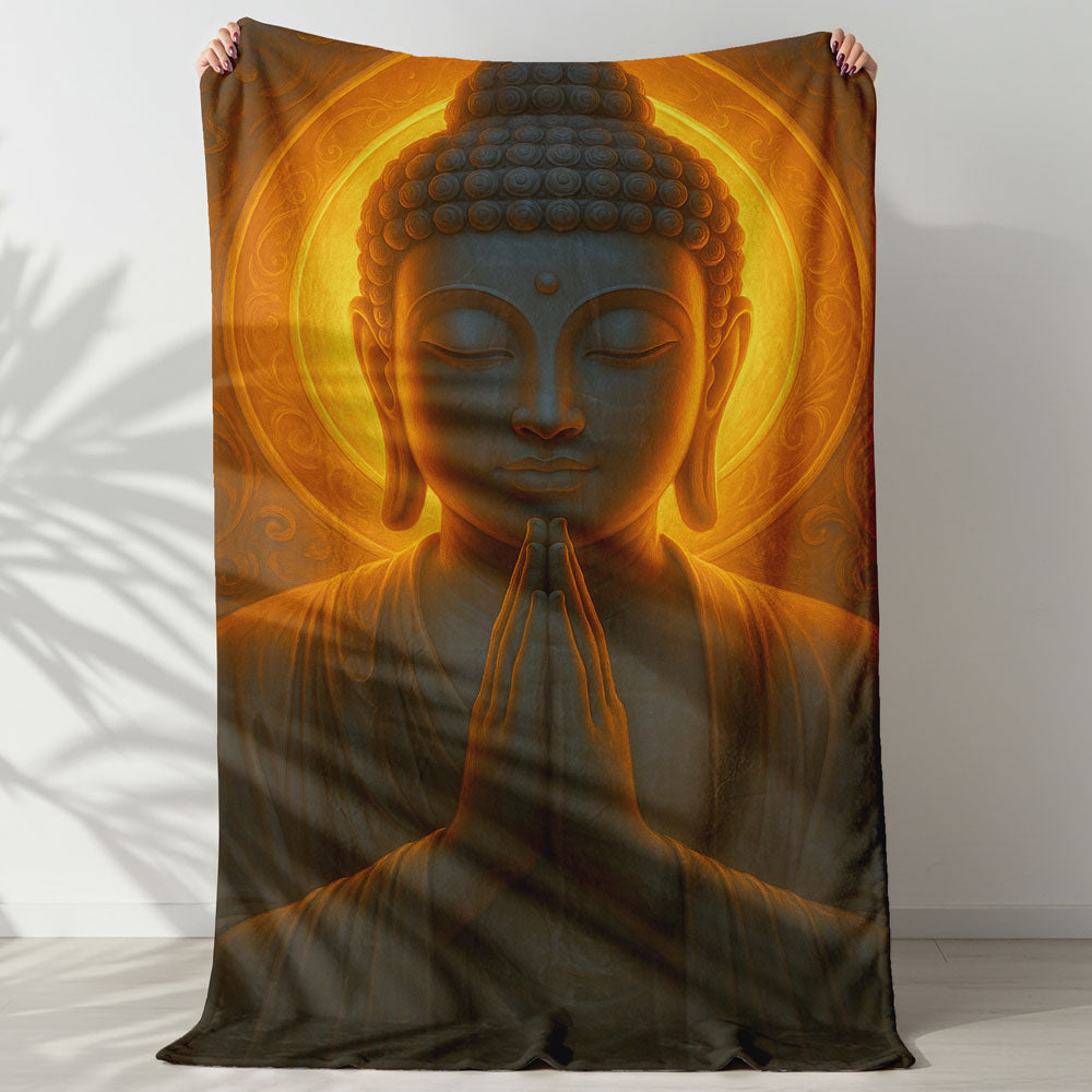 Plaid Bouddha halo doré prière