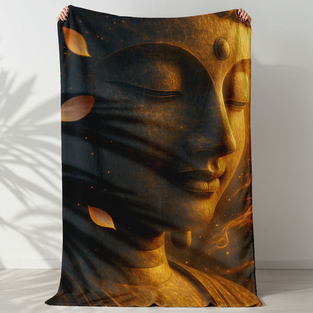 Plaid Bouddha pétales lotus doré
