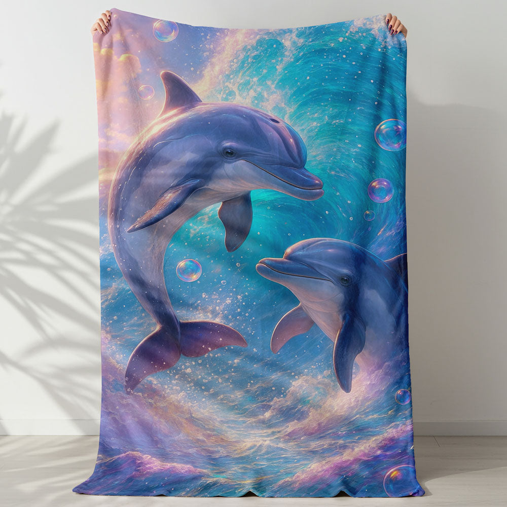 Plaid dauphins vagues océan