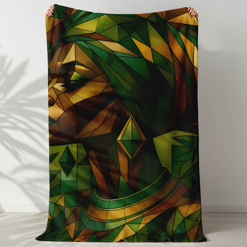 Plaid femme géométrique vert