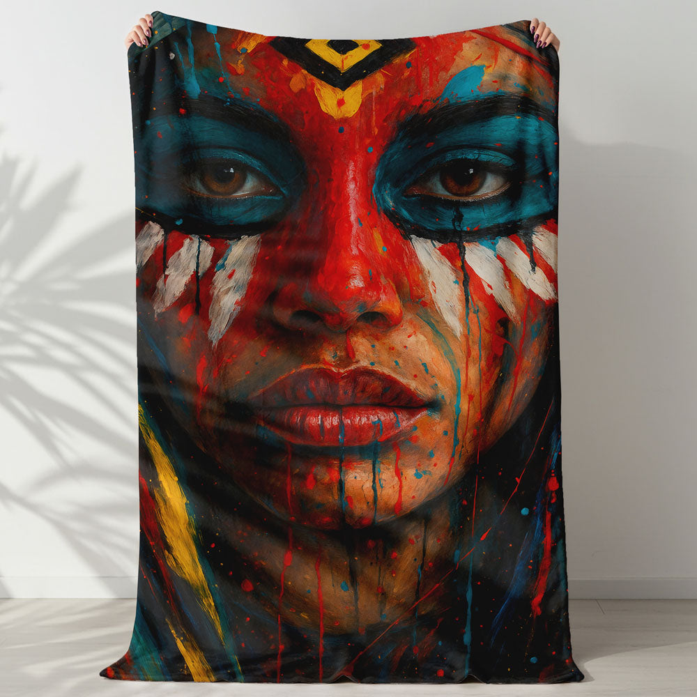 Plaid visage guerrière indienne