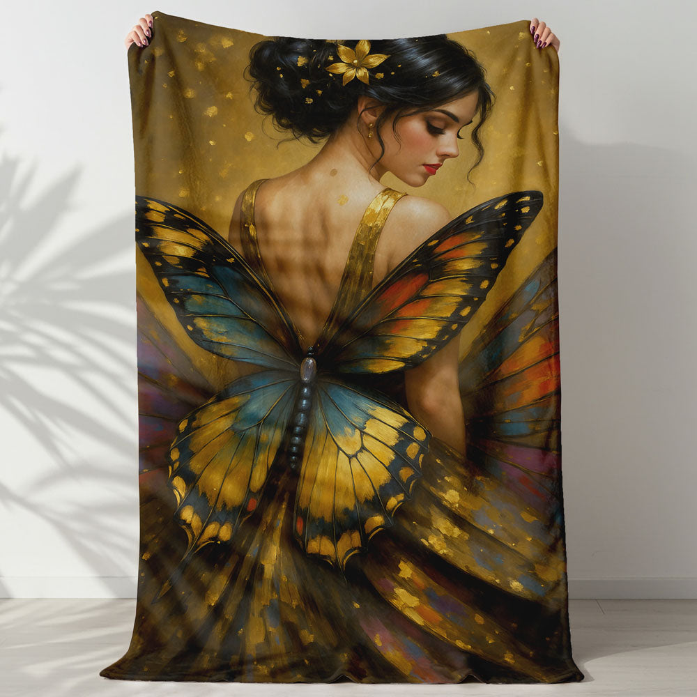 Plaid femme papillon doré féerique