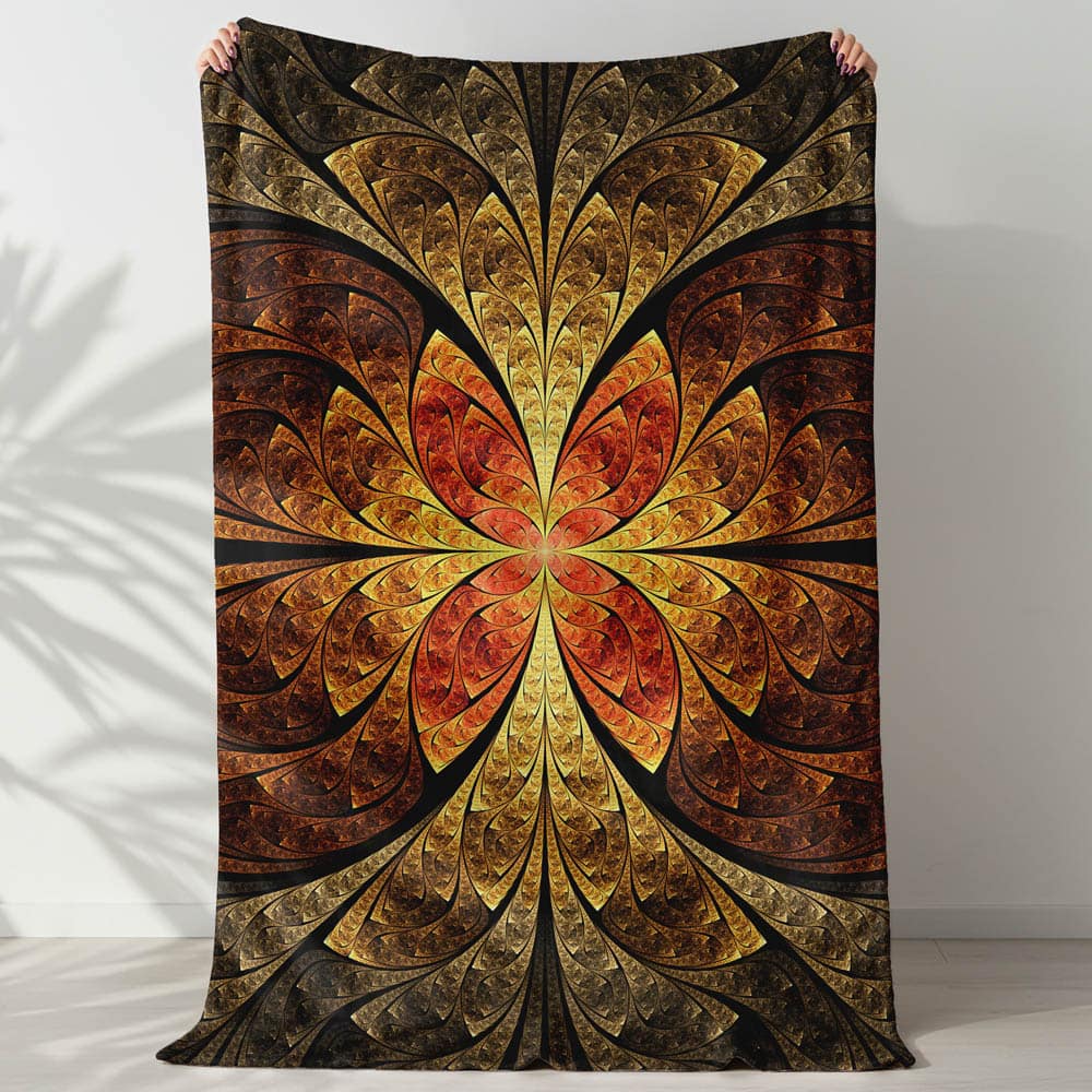 Plaid mandala oriental or et bronze