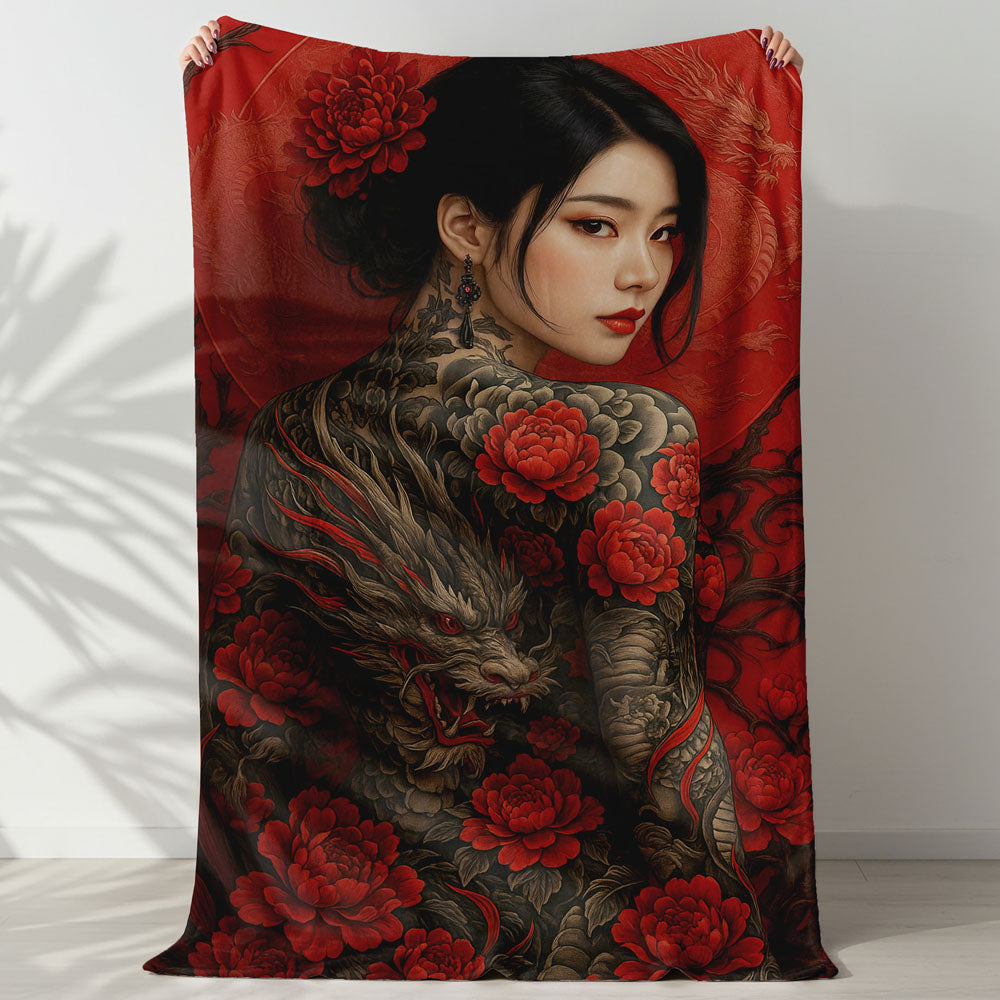 Plaid femme japonaise tatouage dragon