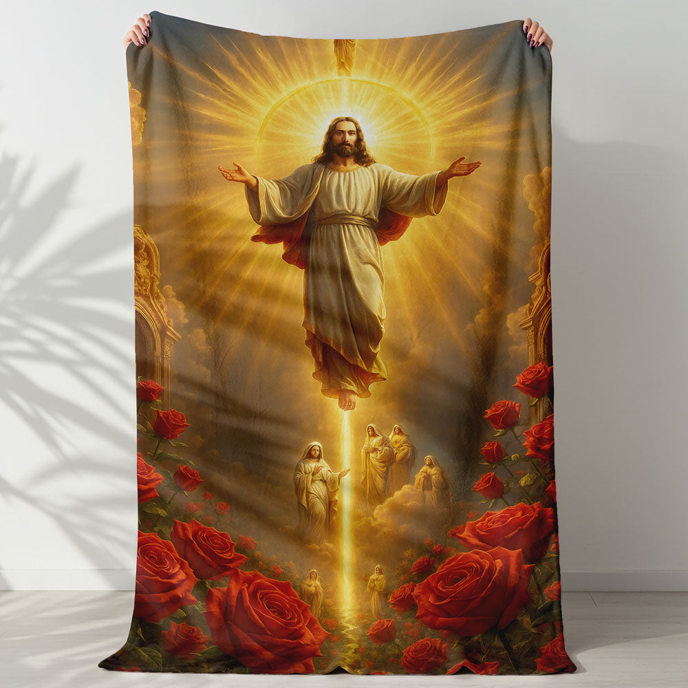 Plaid Jésus ascension rose