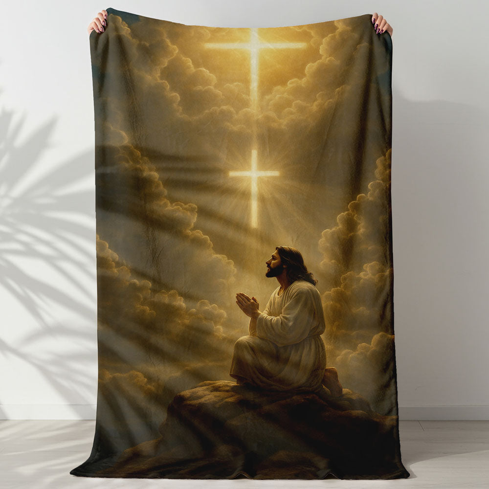 Plaid Jésus croix prière