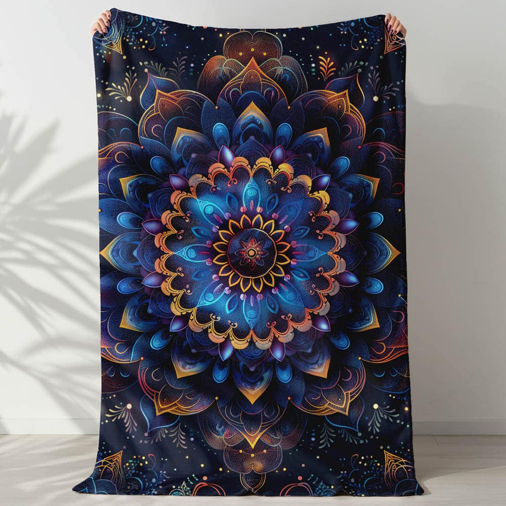 Plaid mandala bleu nuit