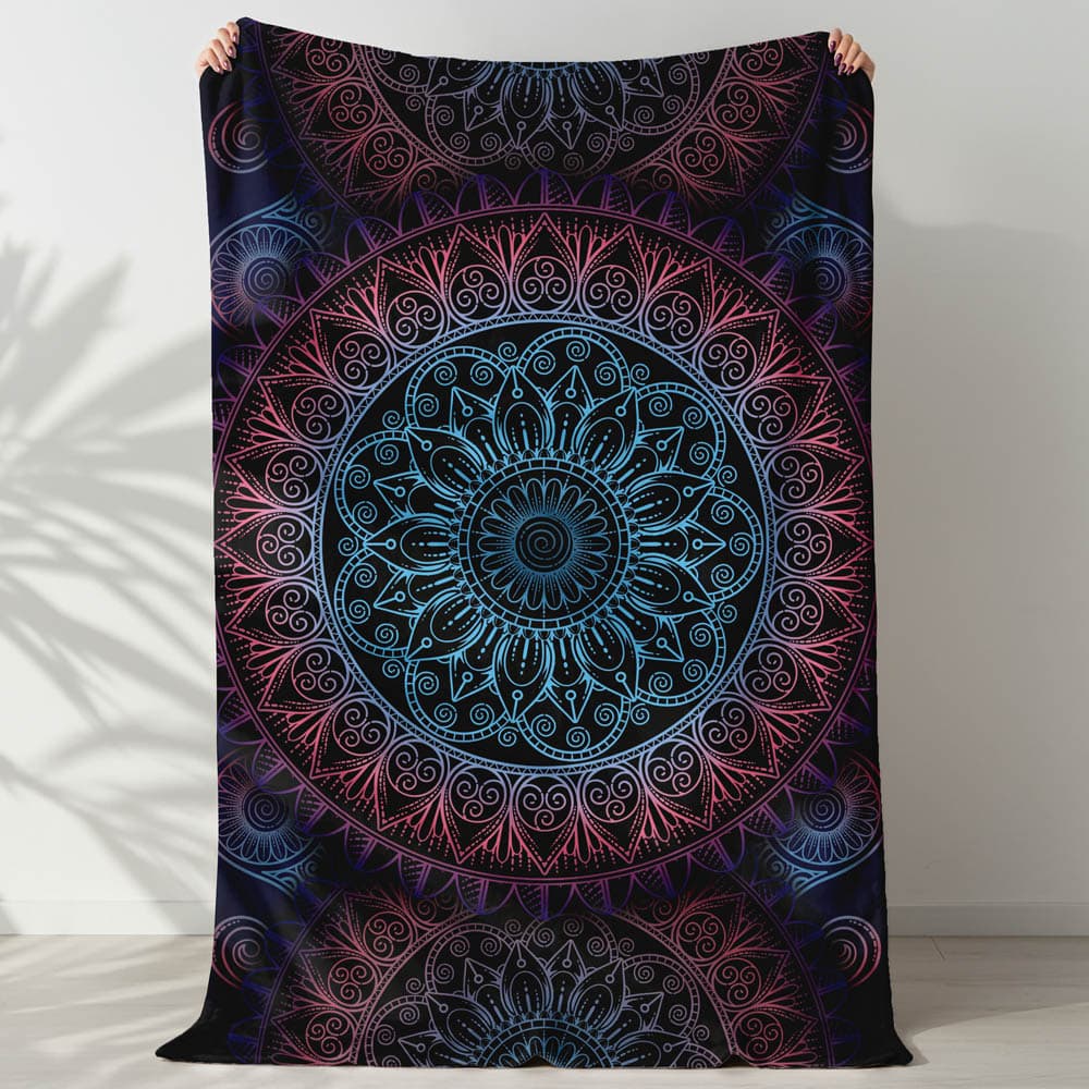 Plaid mandala hypnotique néon
