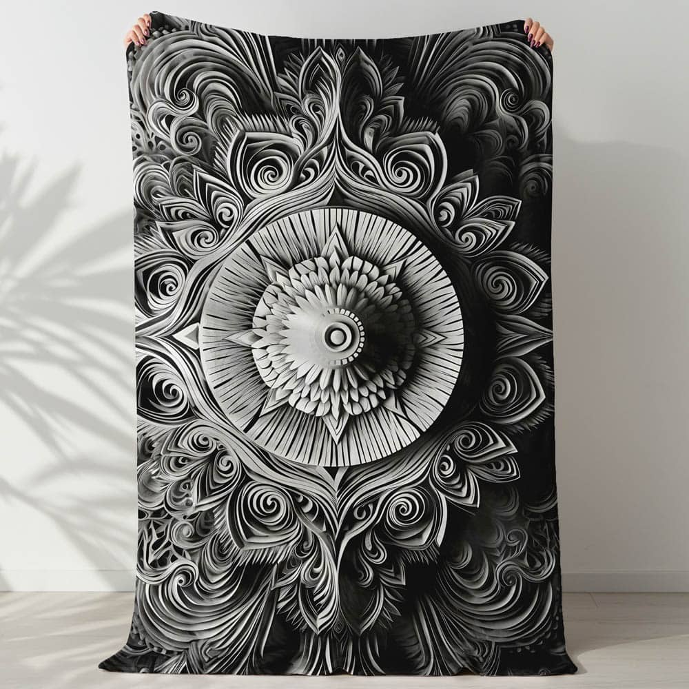 Plaid mandala noir et blanc chic