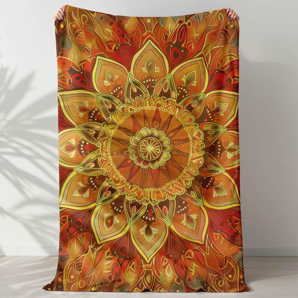 Plaid mandala solaire doré