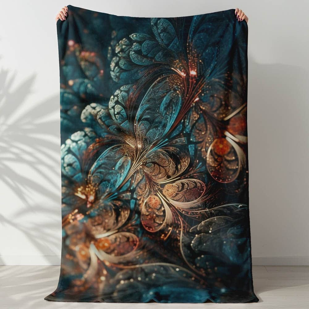 Plaid mandala floral bleu or