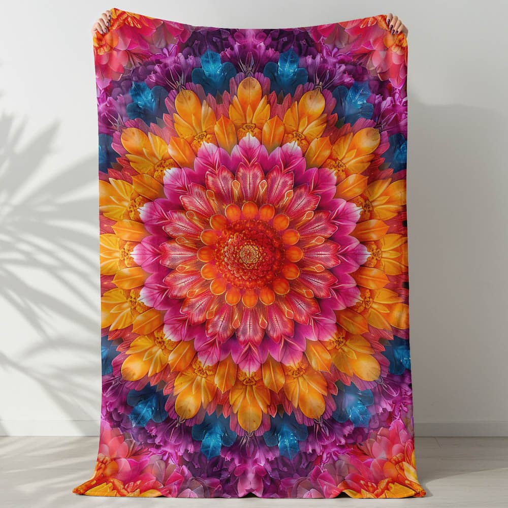 Plaid mandala floral orange violet
