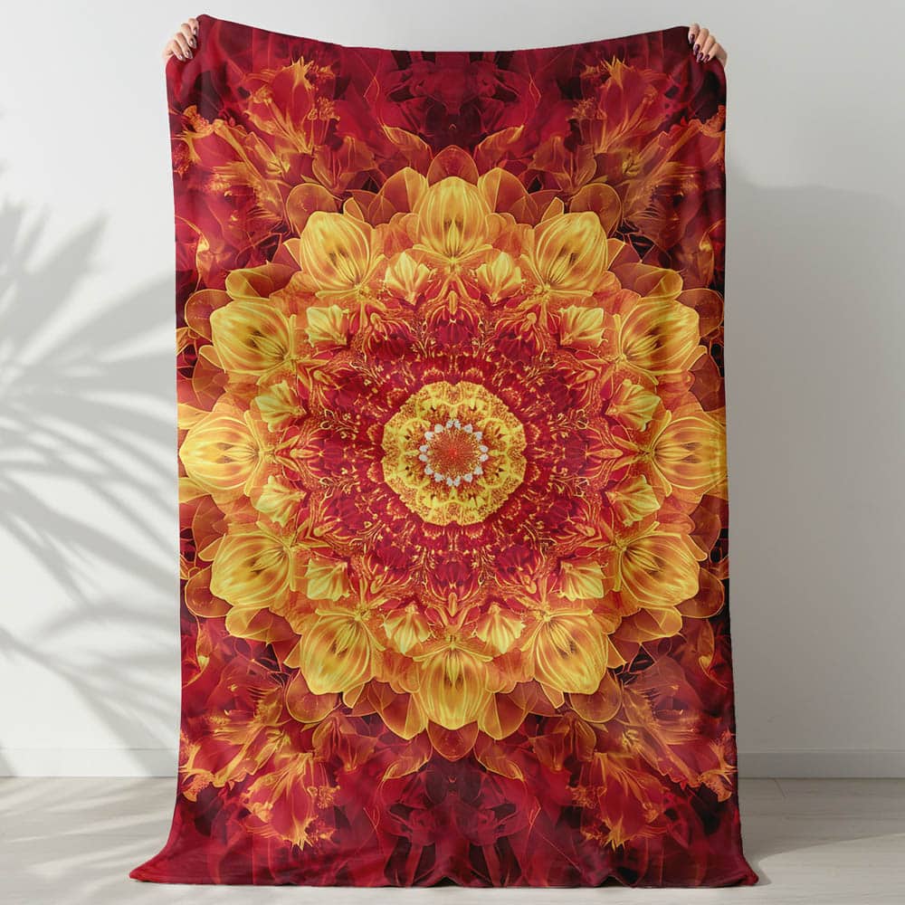 Plaid mandala rouge passion