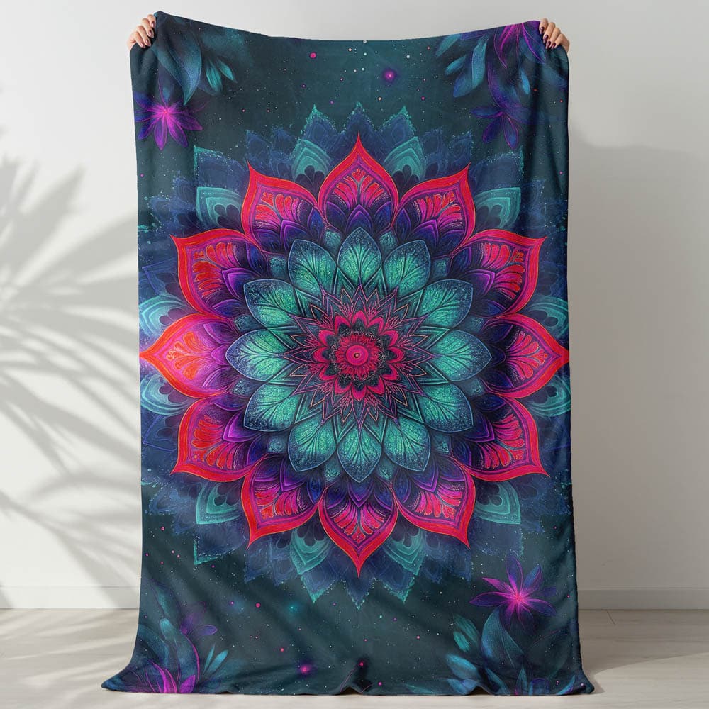Plaid mandala bleu turquoise