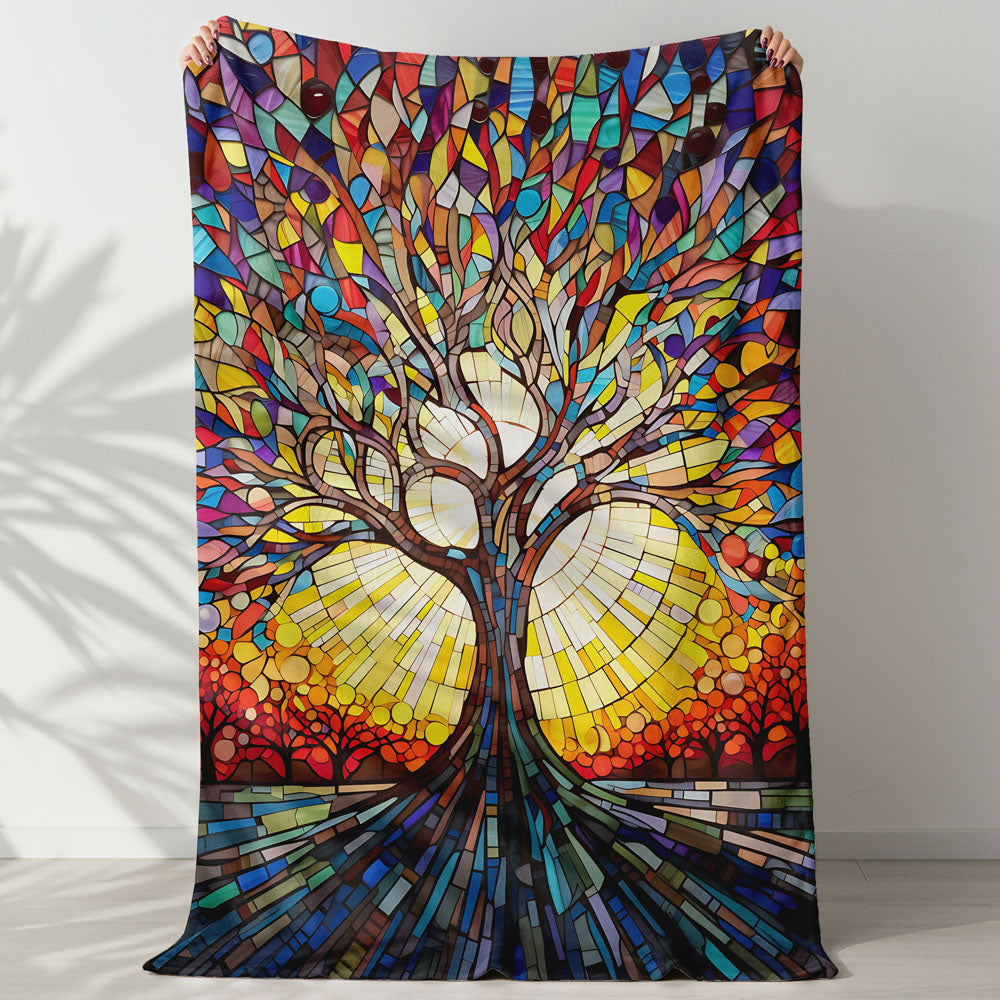Plaid arbre de vie coloré mosaïque