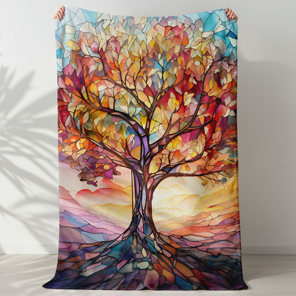 Plaid arbre de vie lumière colorée