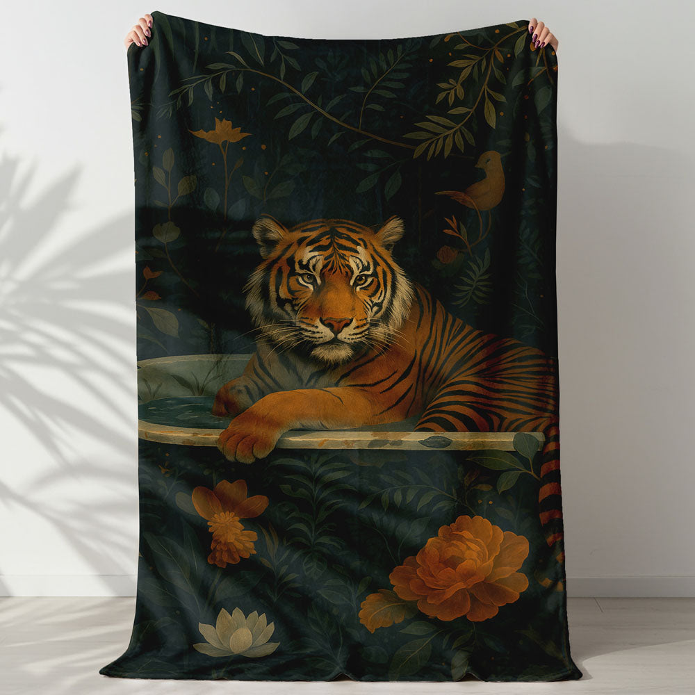 Plaid tigre jungle fleurs