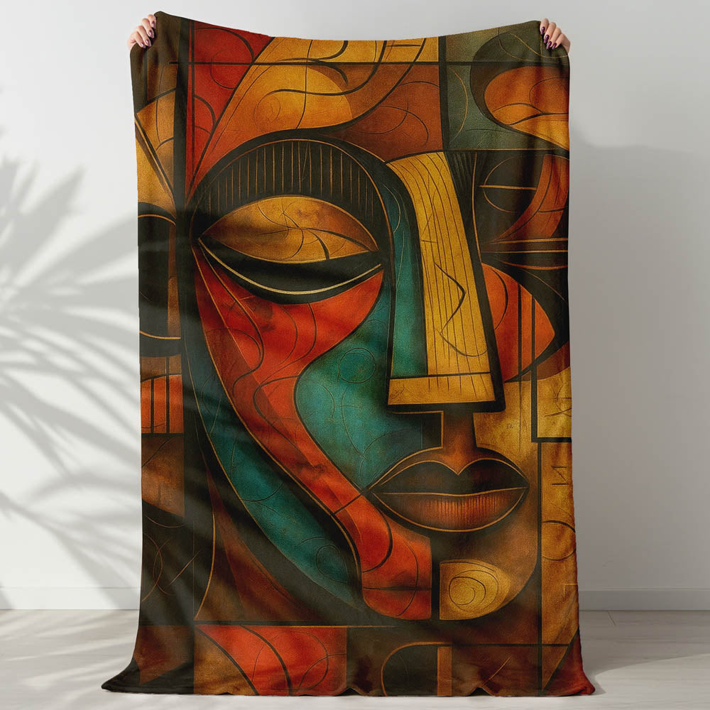 Plaid abstrait cubisme visage coloré