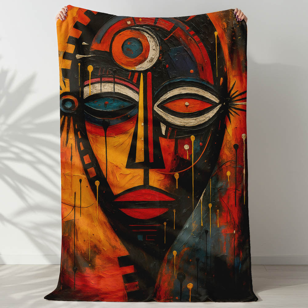 Plaid visage cubisme coloré