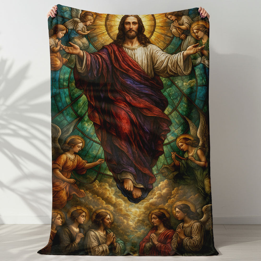 Plaid Jésus anges vitrail