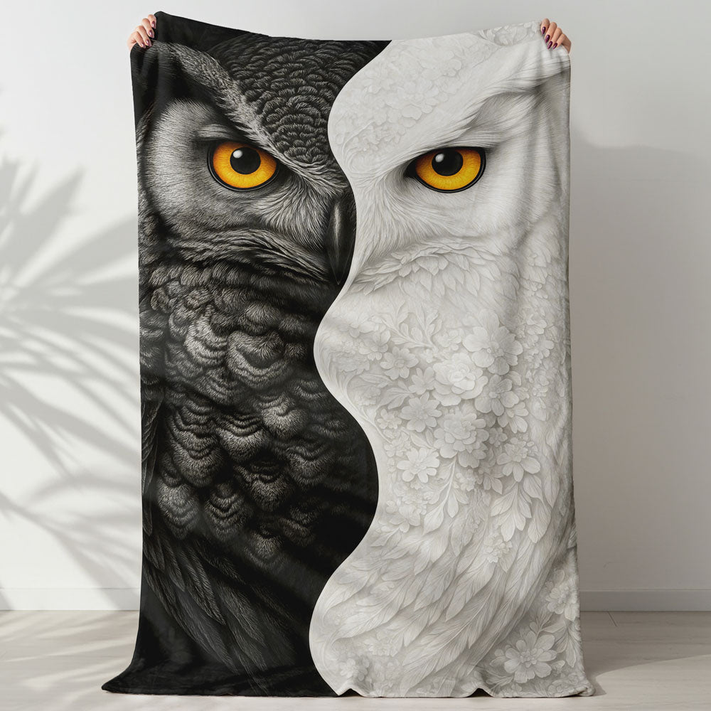 Plaid hibou noir et blanc