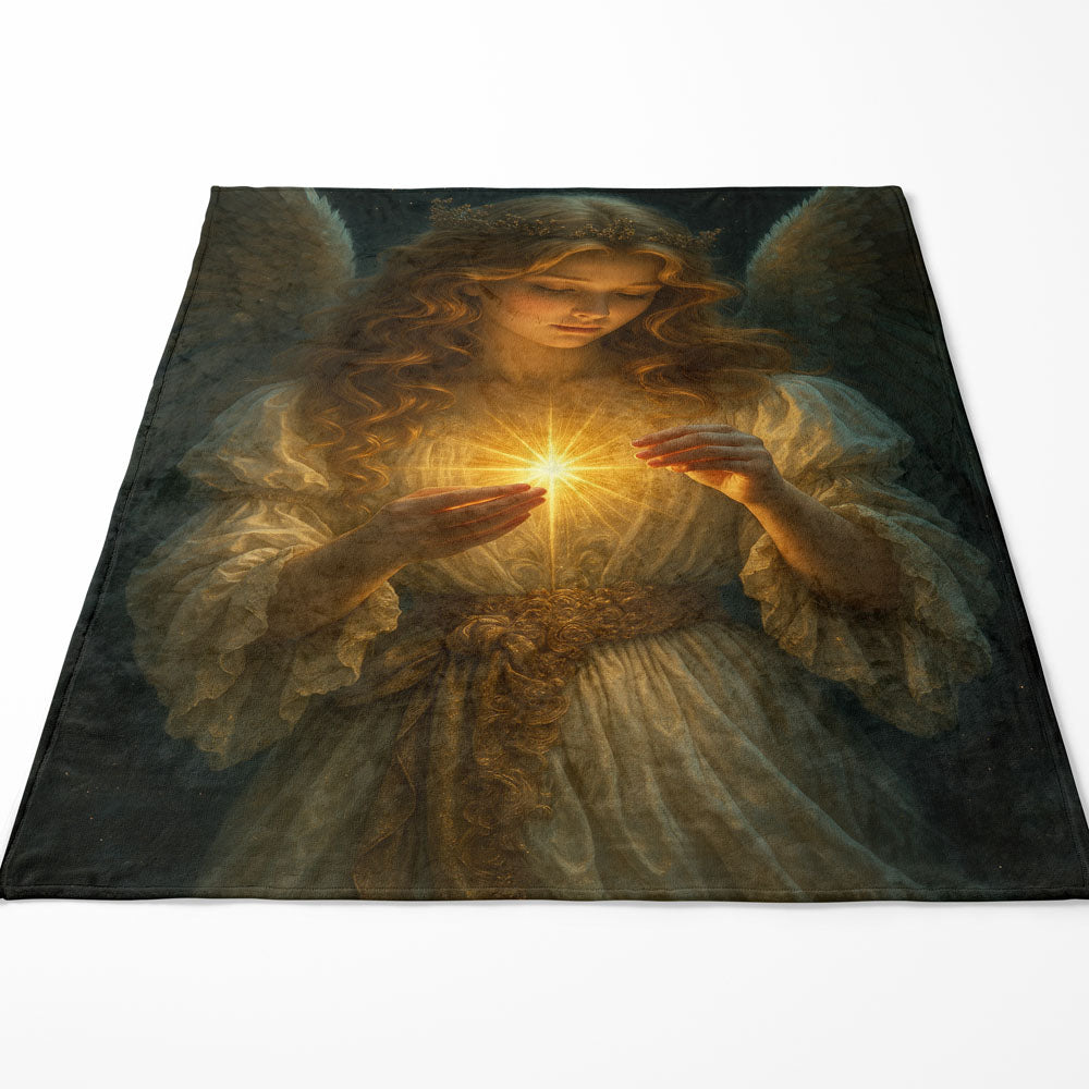 Plaid ange main lumière céleste
