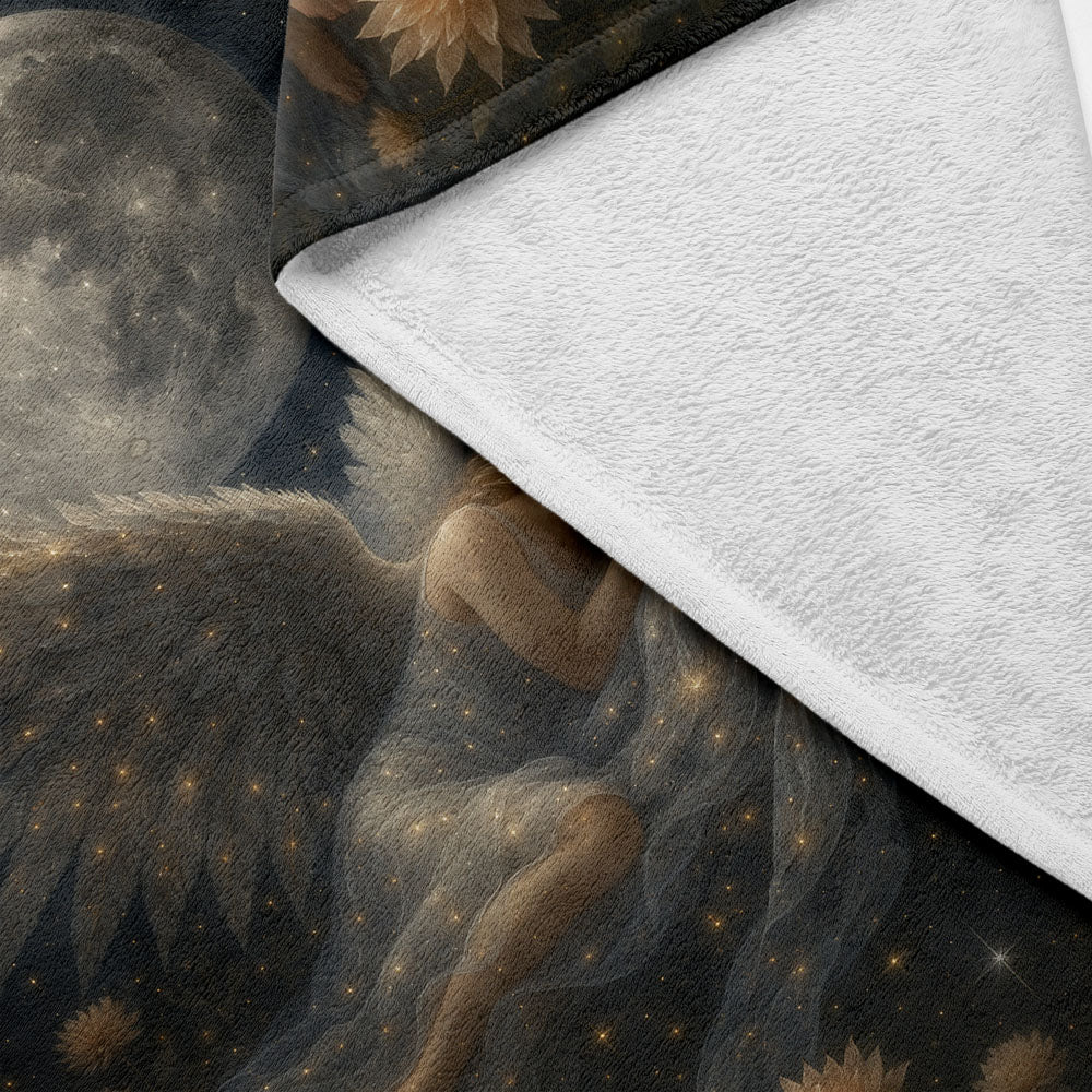 Plaid ange endormi lune étoiles