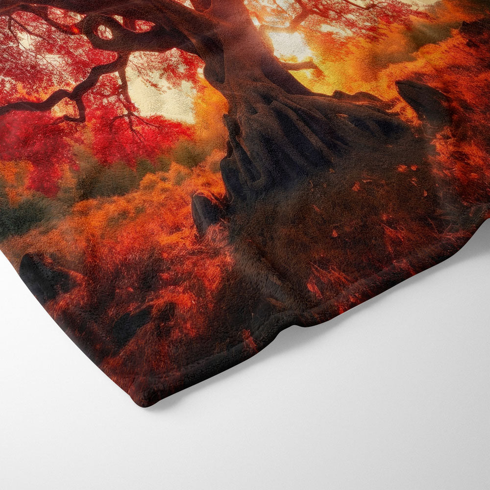 Plaid arbre feuillage rouge flamboyant