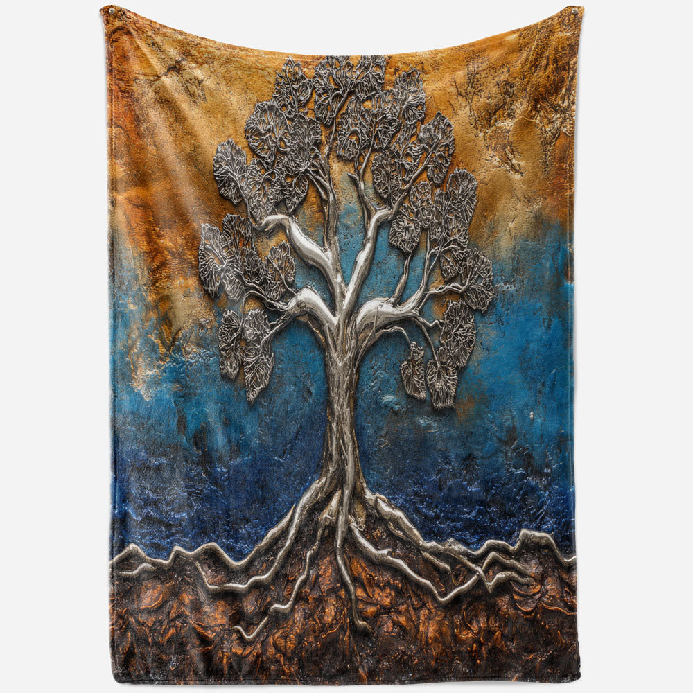 Plaid arbre de vie métal argent