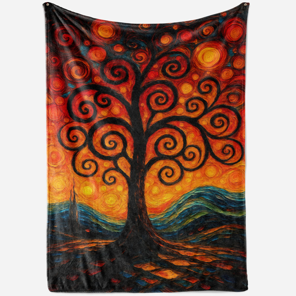 Plaid arbre de vie tourbillons Van Gogh