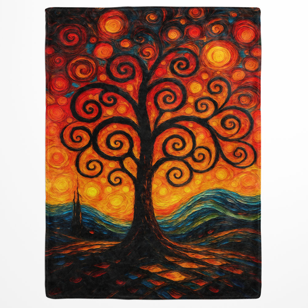 Plaid arbre de vie tourbillons Van Gogh