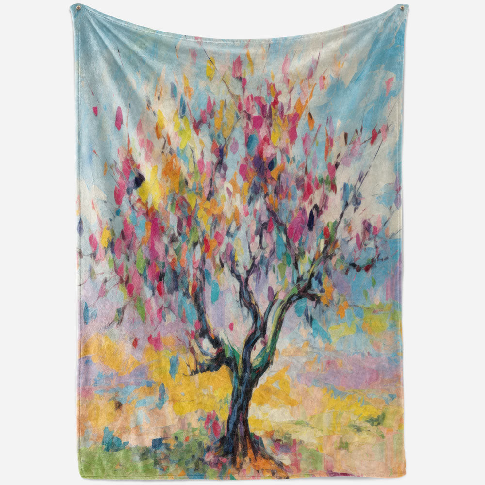Plaid arbre de vie coloré peinture