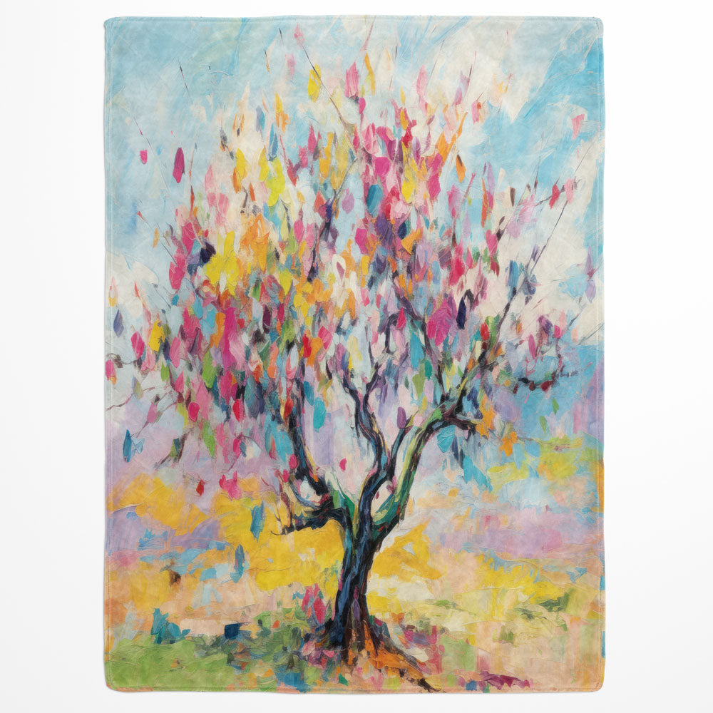 Plaid arbre de vie coloré peinture