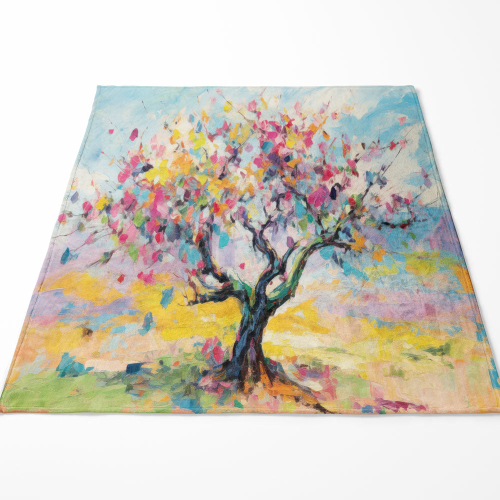 Plaid arbre de vie coloré peinture
