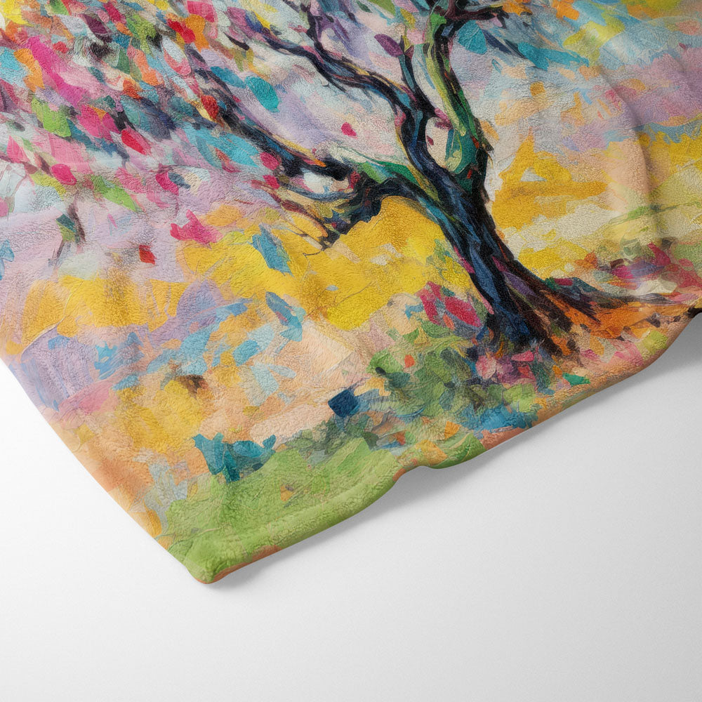 Plaid arbre de vie coloré peinture